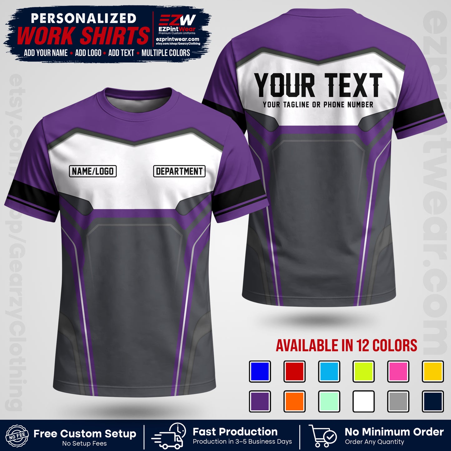 Custom All Over Print Work Uniform Shirt with Name, Logo & Text | Custom Hawaiian Shirt | Company Shirt | Employee Uniform UNF05