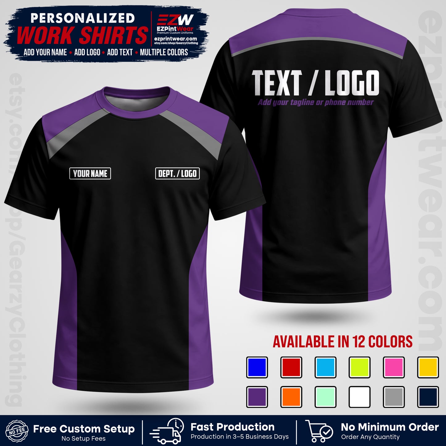 Custom All Over Print Work Uniform Shirt with Name, Logo & Text | Custom Hawaiian Shirt | Company Shirt | Employee Uniform UNF04