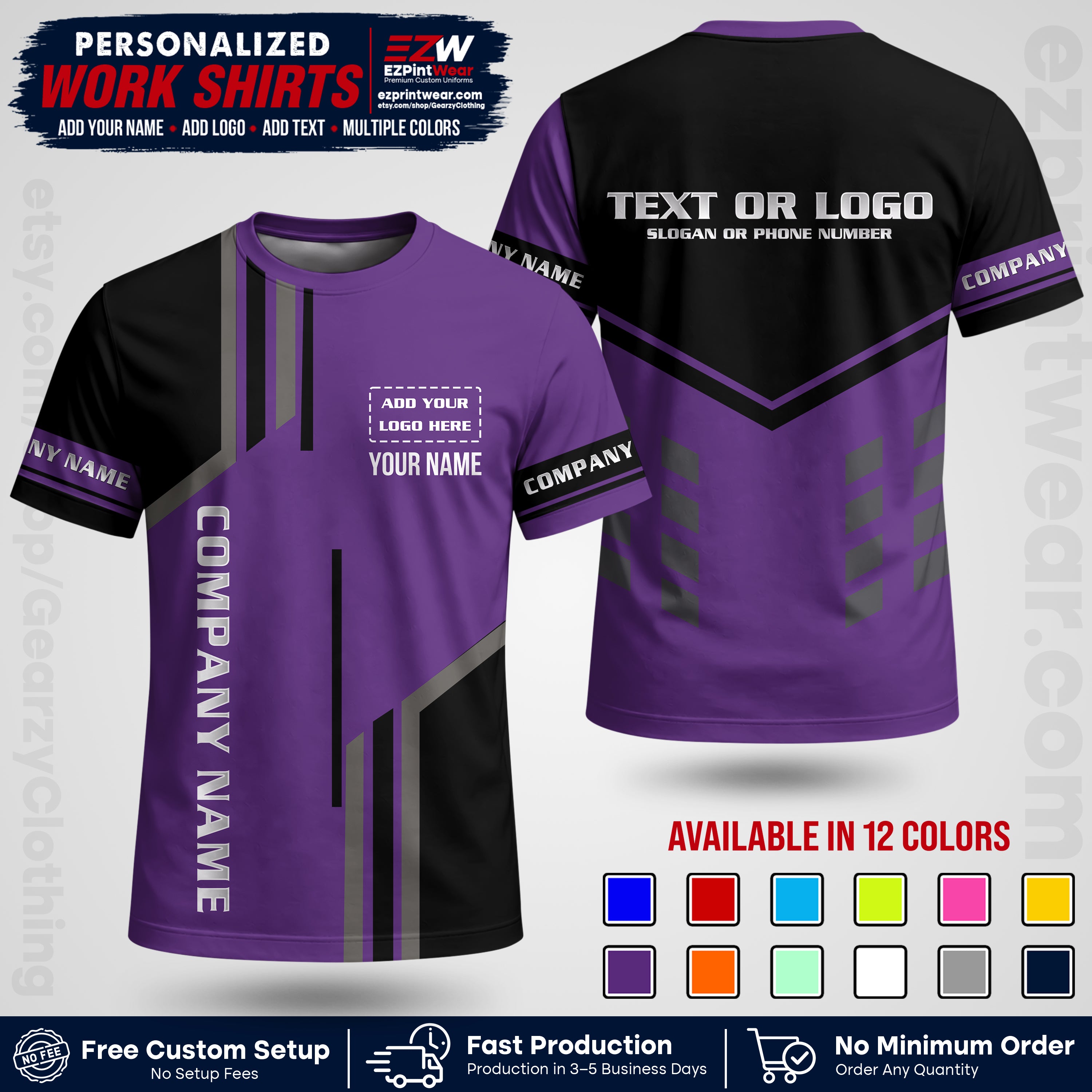 Custom All Over Print Work Uniform Shirt with Name, Logo & Text | Custom Hawaiian Shirt | Company Shirt | Employee Uniform UNF10