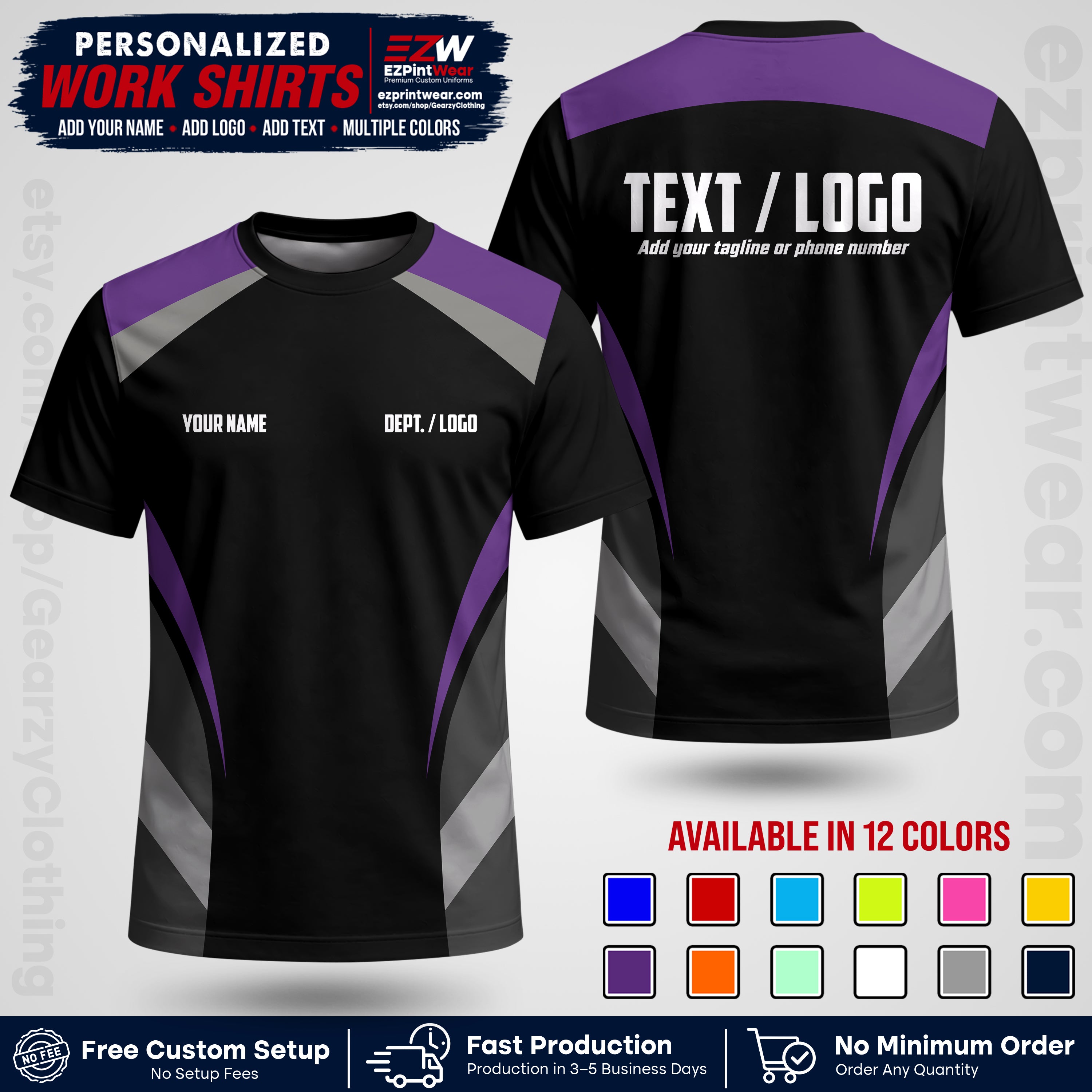 Custom All Over Print Work Uniform Shirt with Name, Logo & Text | Custom Hawaiian Shirt | Company Shirt | Employee Uniform UNF03