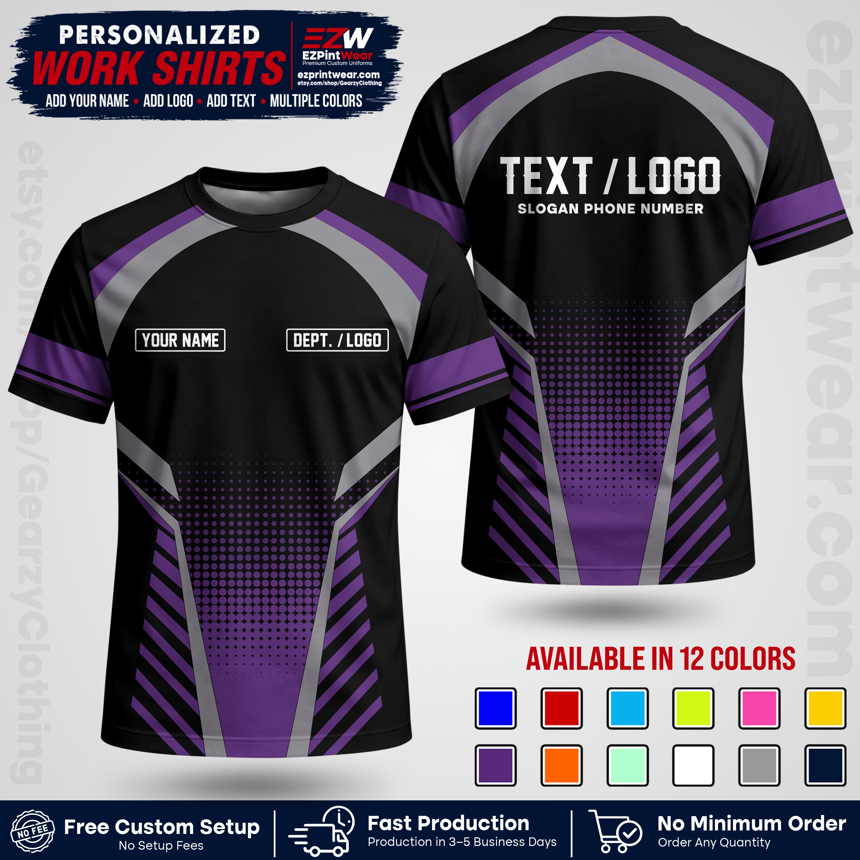 Custom All Over Print Work Uniform Shirt with Name, Logo & Text | Custom Hawaiian Shirt | Company Shirt | Employee Uniform UNF19