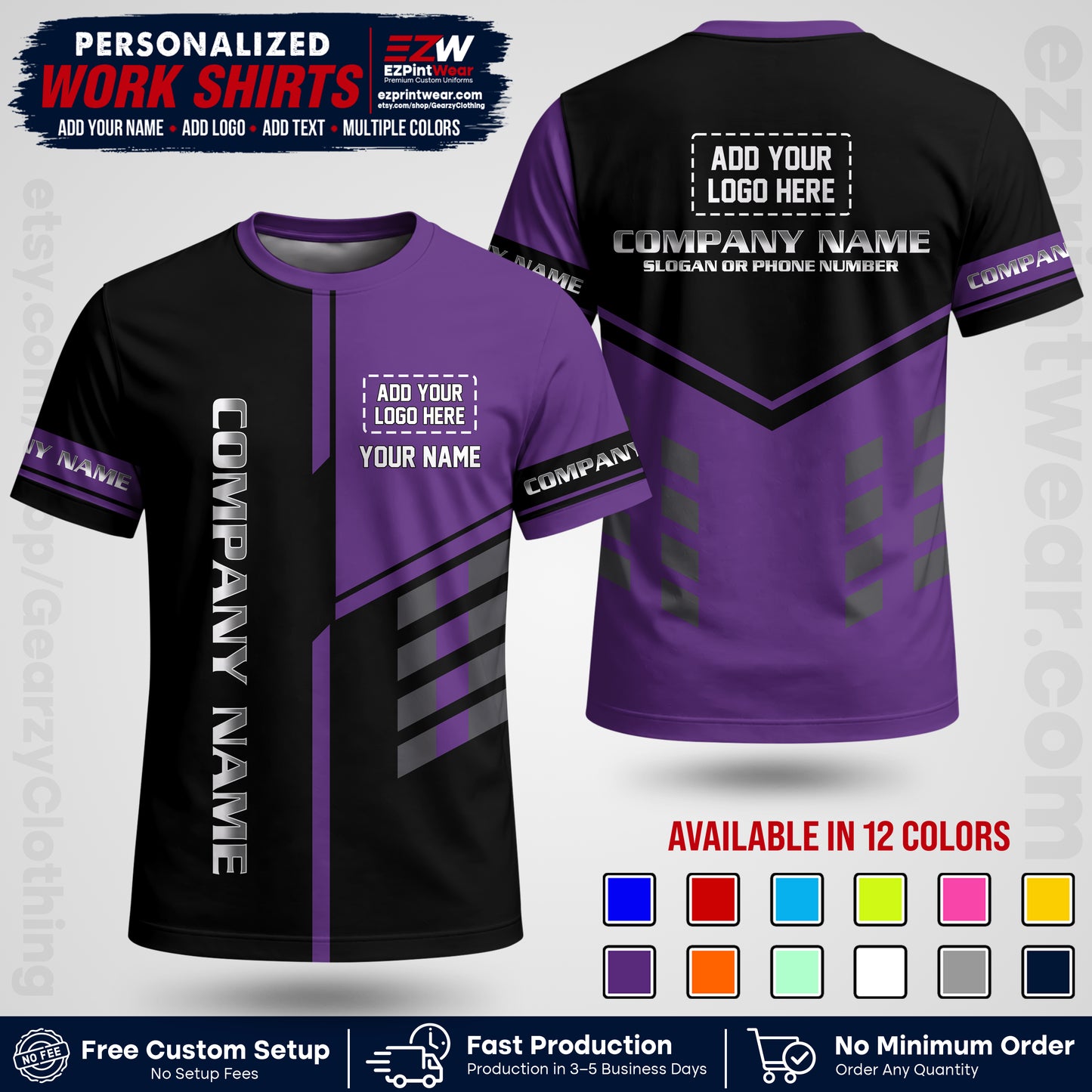 Custom All Over Print Work Uniform Shirt with Name, Logo & Text | Custom Hawaiian Shirt | Company Shirt | Employee Uniform UNF09