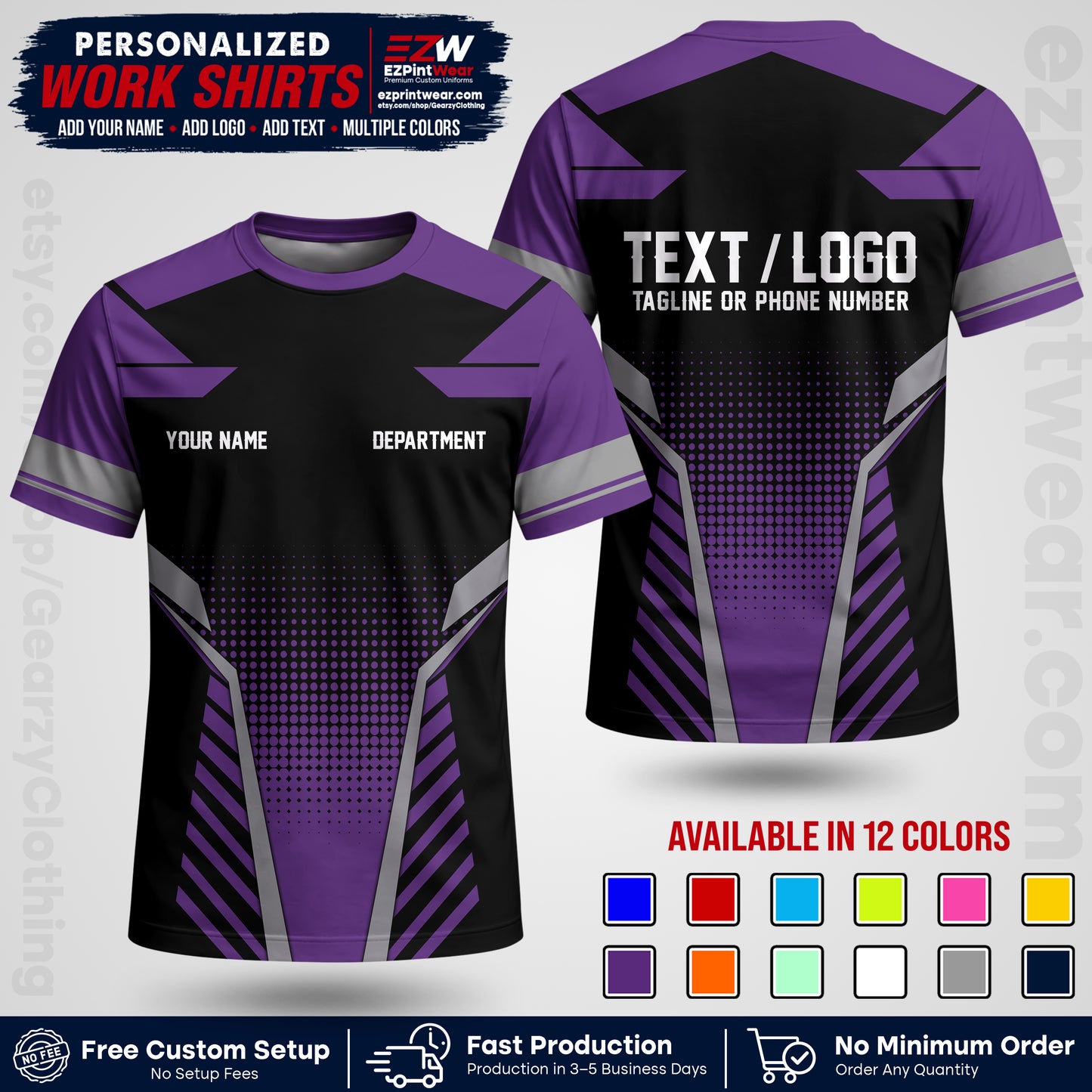 Custom All Over Print Work Uniform Shirt with Name, Logo & Text | Custom Hawaiian Shirt | Company Shirt | Employee Uniform UNF06