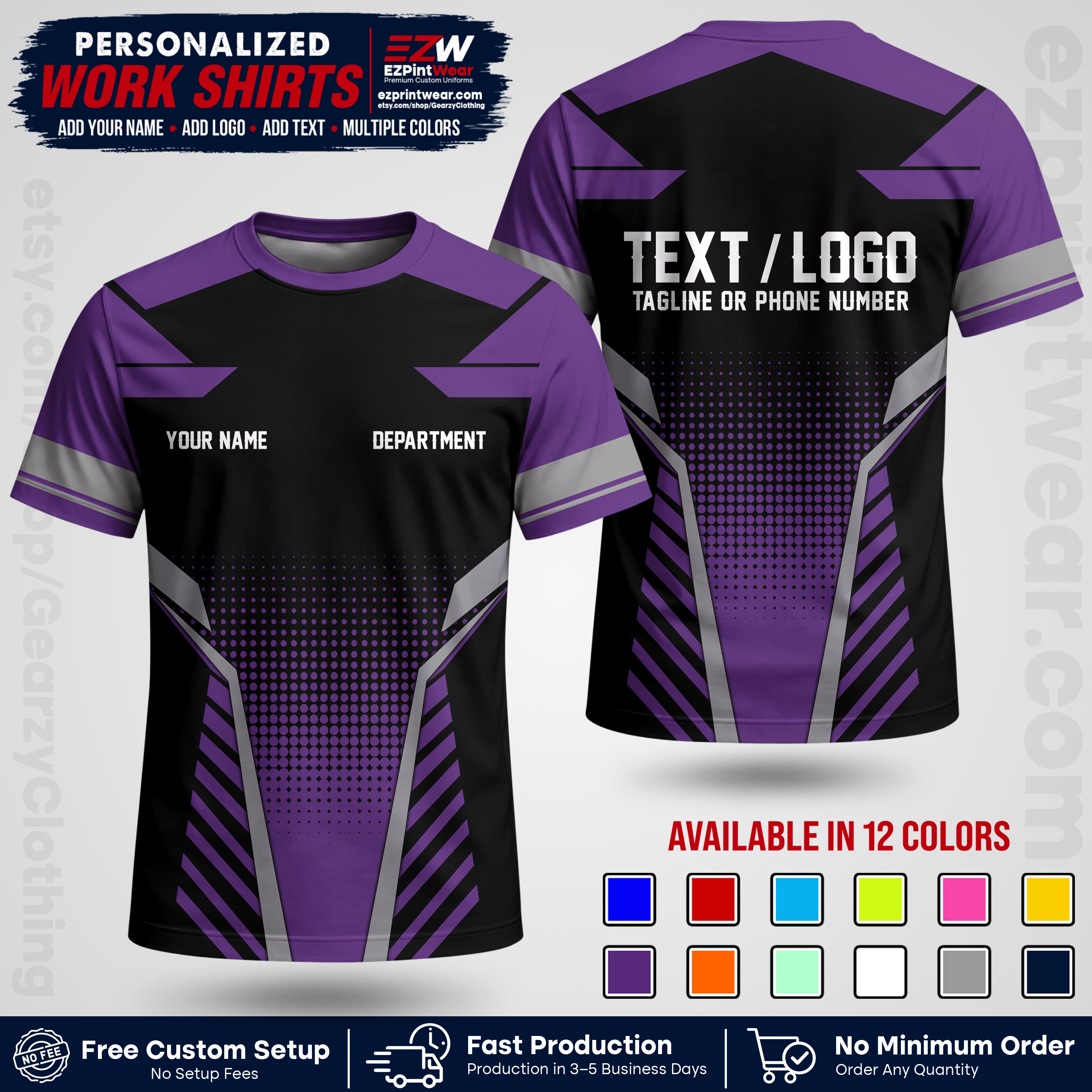 Custom All Over Print Work Uniform Shirt with Name, Logo & Text | Custom Hawaiian Shirt | Company Shirt | Employee Uniform UNF06
