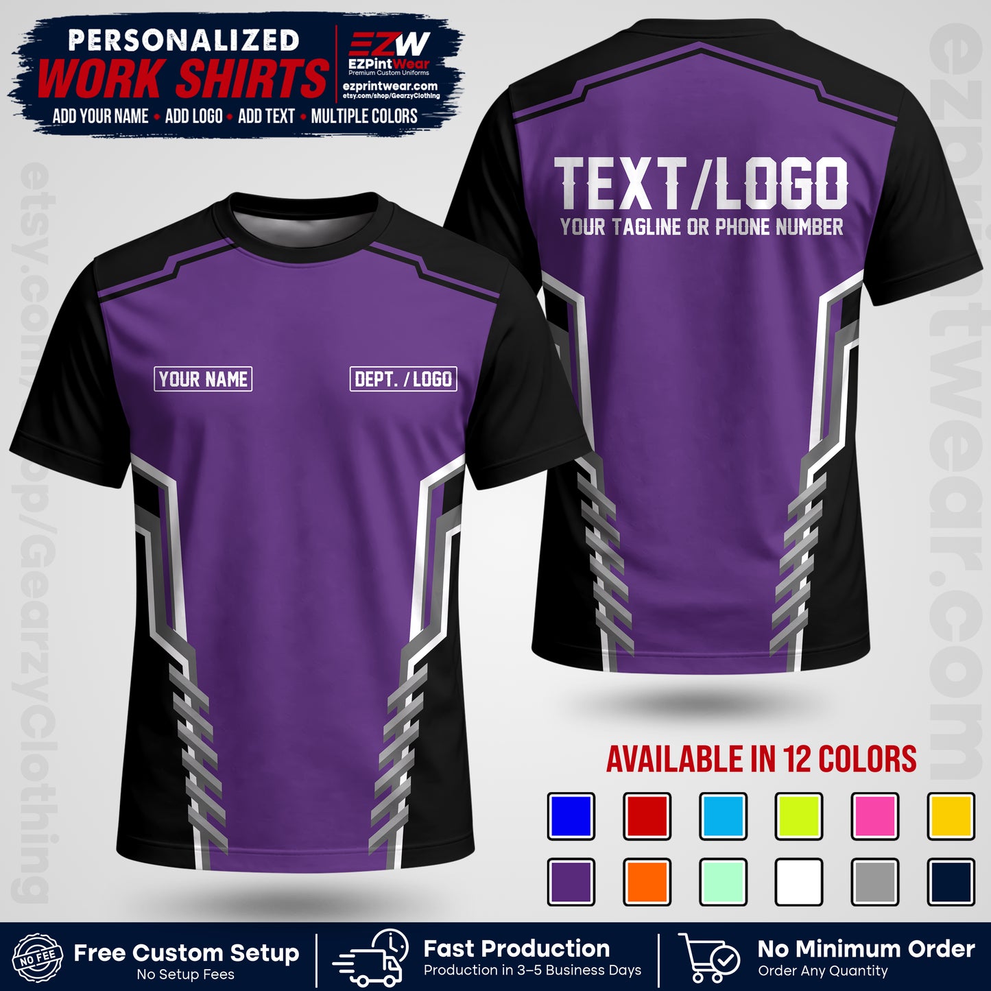 Custom All Over Print Work Uniform Shirt with Name, Logo & Text | Custom Hawaiian Shirt | Company Shirt | Employee Uniform UNF15