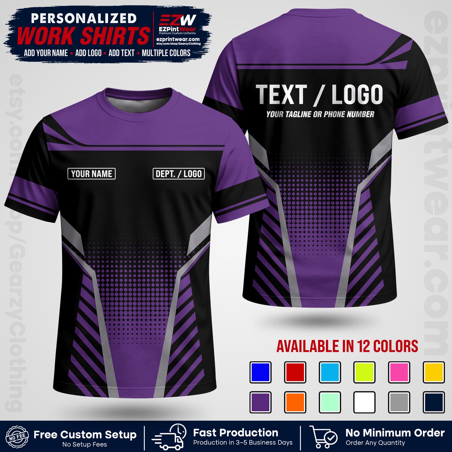 Custom All Over Print Work Uniform Shirt with Name, Logo & Text | Custom Hawaiian Shirt | Company Shirt | Employee Uniform UNF08