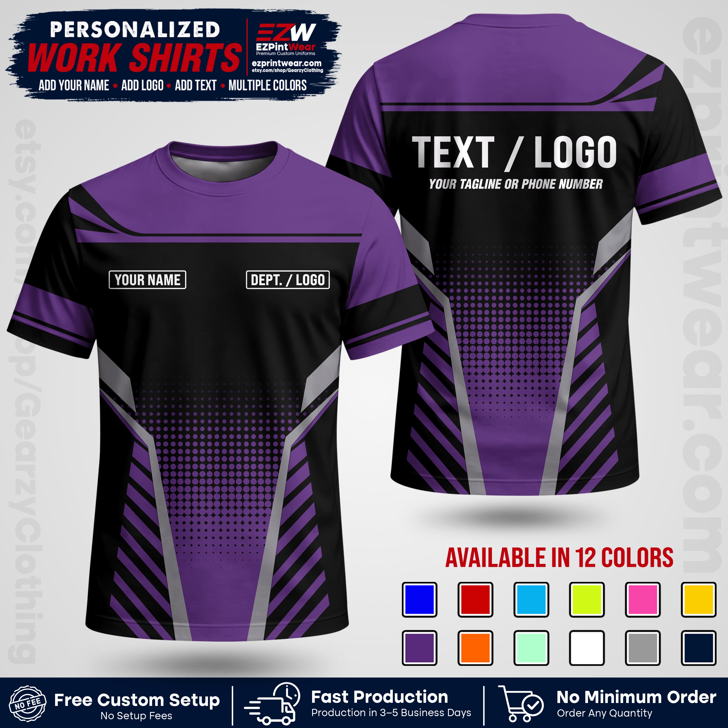 Custom All Over Print Work Uniform Shirt with Name, Logo & Text | Custom Hawaiian Shirt | Company Shirt | Employee Uniform UNF08