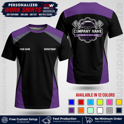 Custom Mechanic Work Shirt with Name, Logo & Text | Auto Shop Uniform | Workwear MCN 08