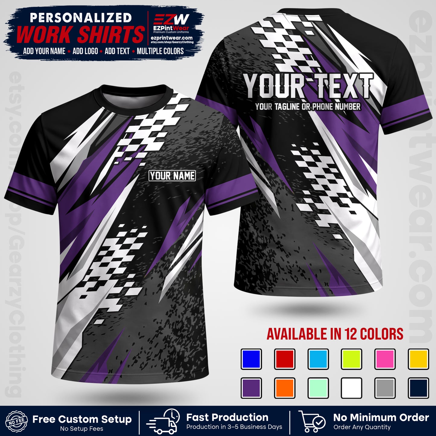Custom Racing Shirt with Name, Logo & Text | Race Team Uniform | Crew Apparel RC03