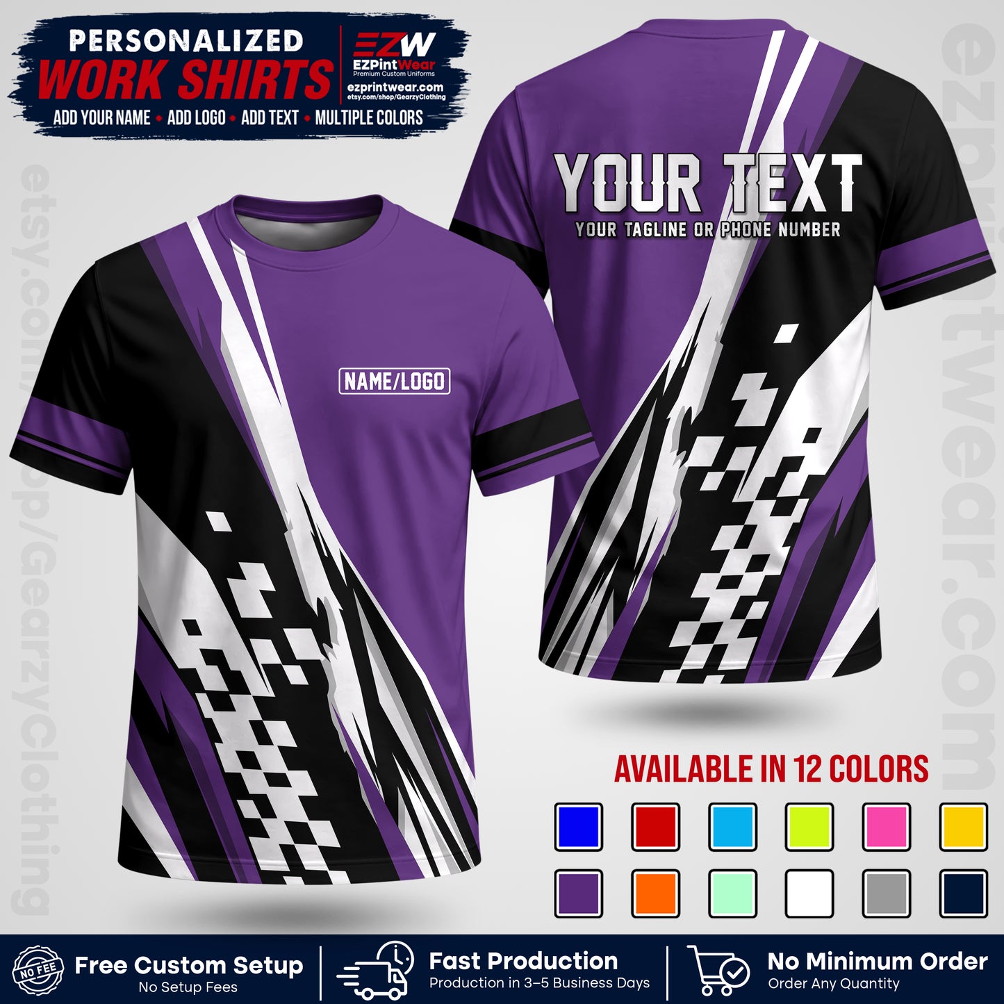 Custom Racing Shirt with Name, Logo & Text | Race Team Uniform | Crew Apparel RC04