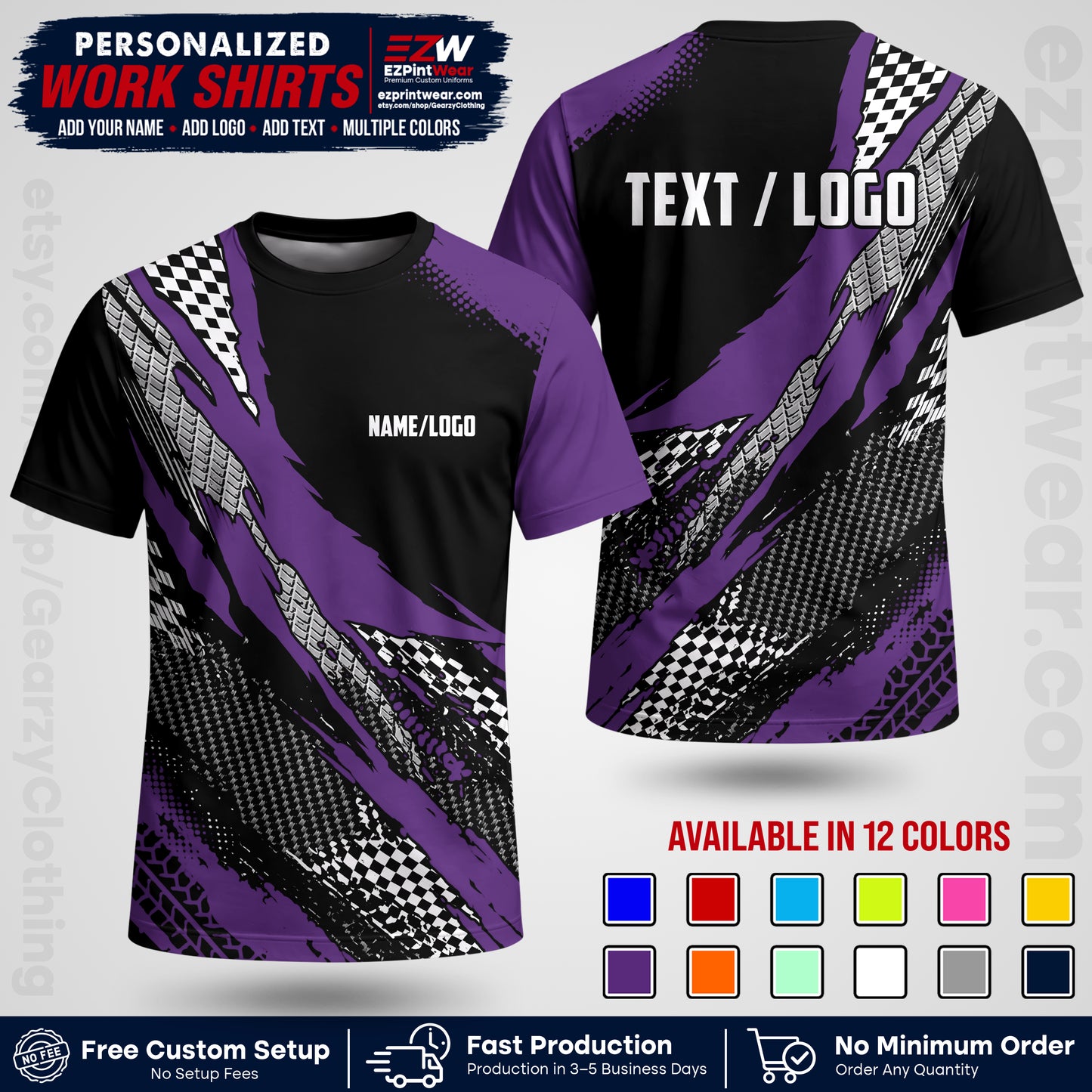 Custom Racing Shirt with Name, Logo & Text | Race Team Uniform | Crew Apparel RC05