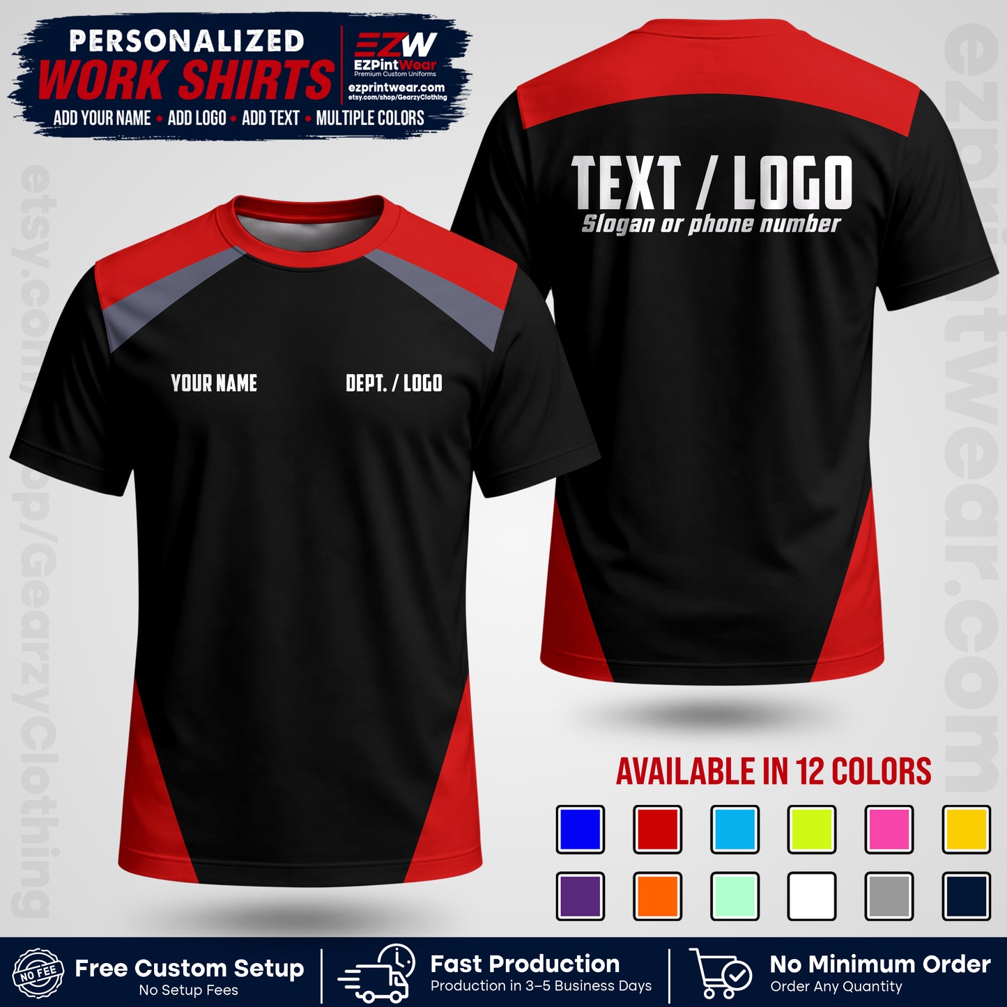 Custom All Over Print Work Uniform Shirt with Name, Logo & Text | Custom Hawaiian Shirt | Company Shirt | Employee Uniform UNF02
