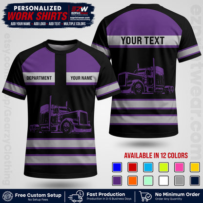 Personalized Truck Driver Workwear Uniform | Custom Safety Stripe Apparel | Non-Reflective Reflective Style Design TW02
