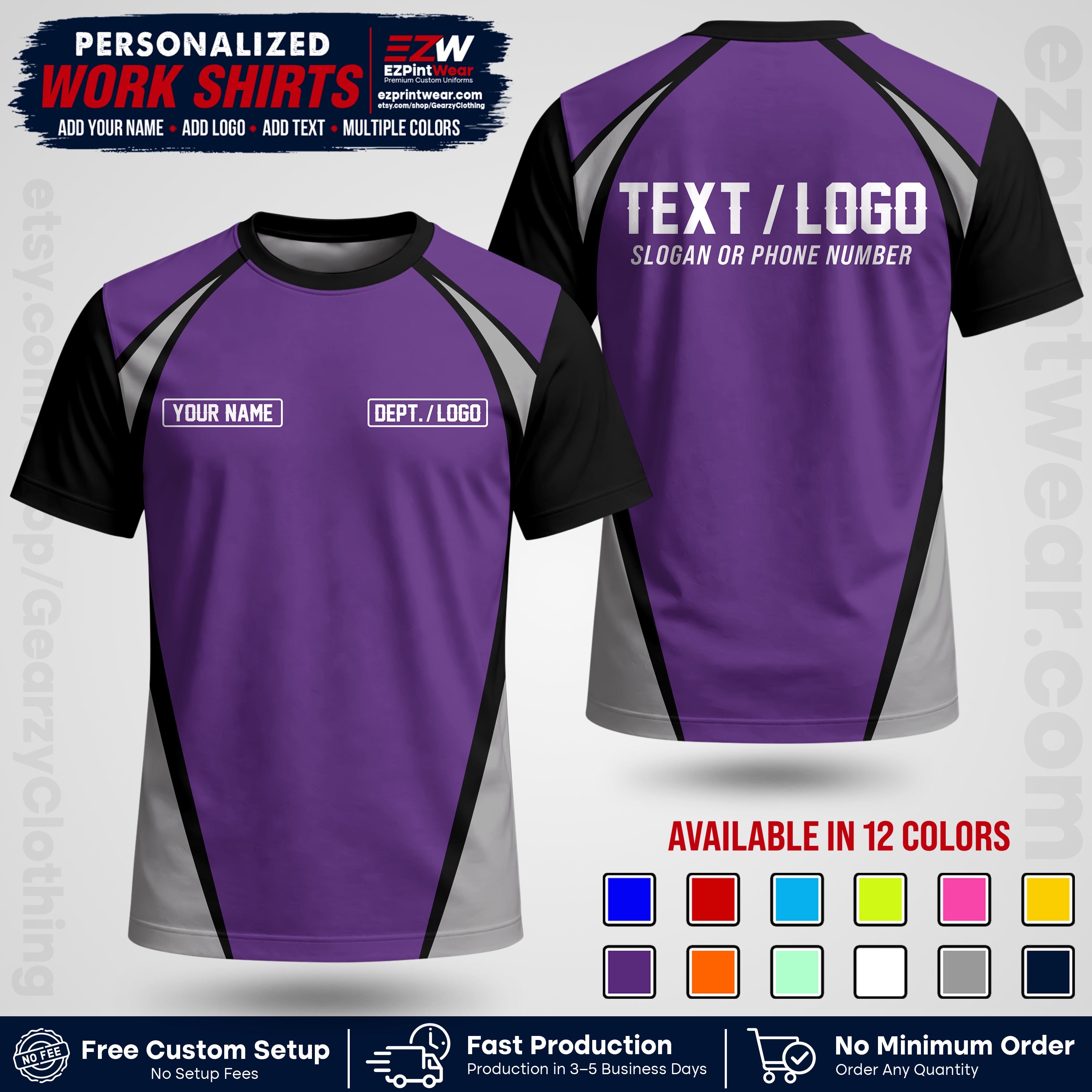 Custom All Over Print Work Uniform Shirt with Name, Logo & Text | Custom Hawaiian Shirt | Company Shirt | Employee Uniform UNF20