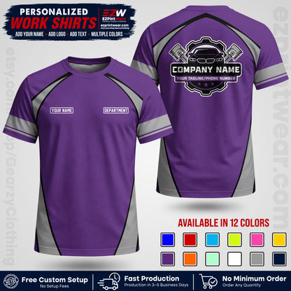 Custom Mechanic Work Shirt with Name, Logo & Text | Auto Shop Uniform | Workwear MCN 09