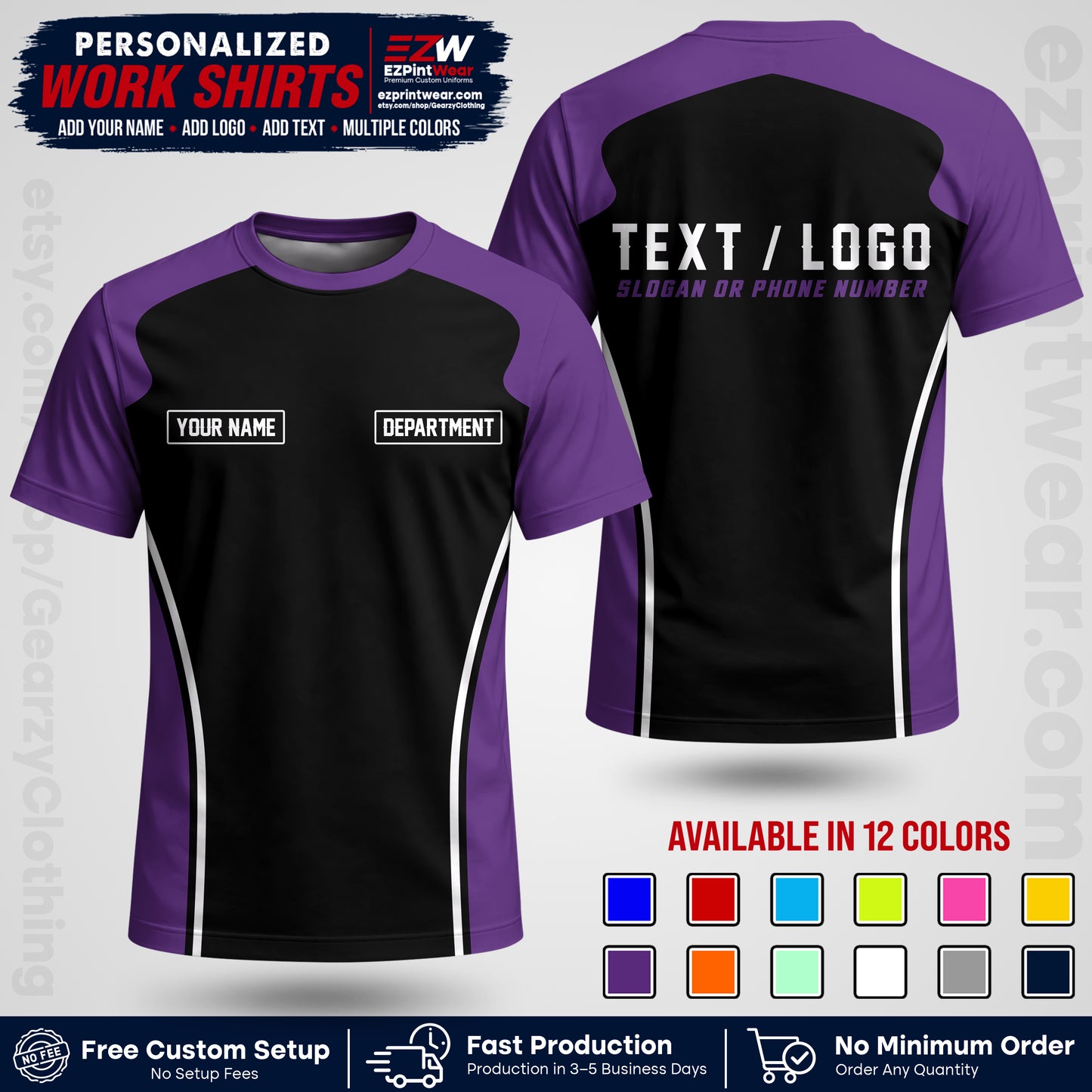 Custom All Over Print Work Uniform Shirt with Name, Logo & Text | Custom Hawaiian Shirt | Company Shirt | Employee Uniform UNF16