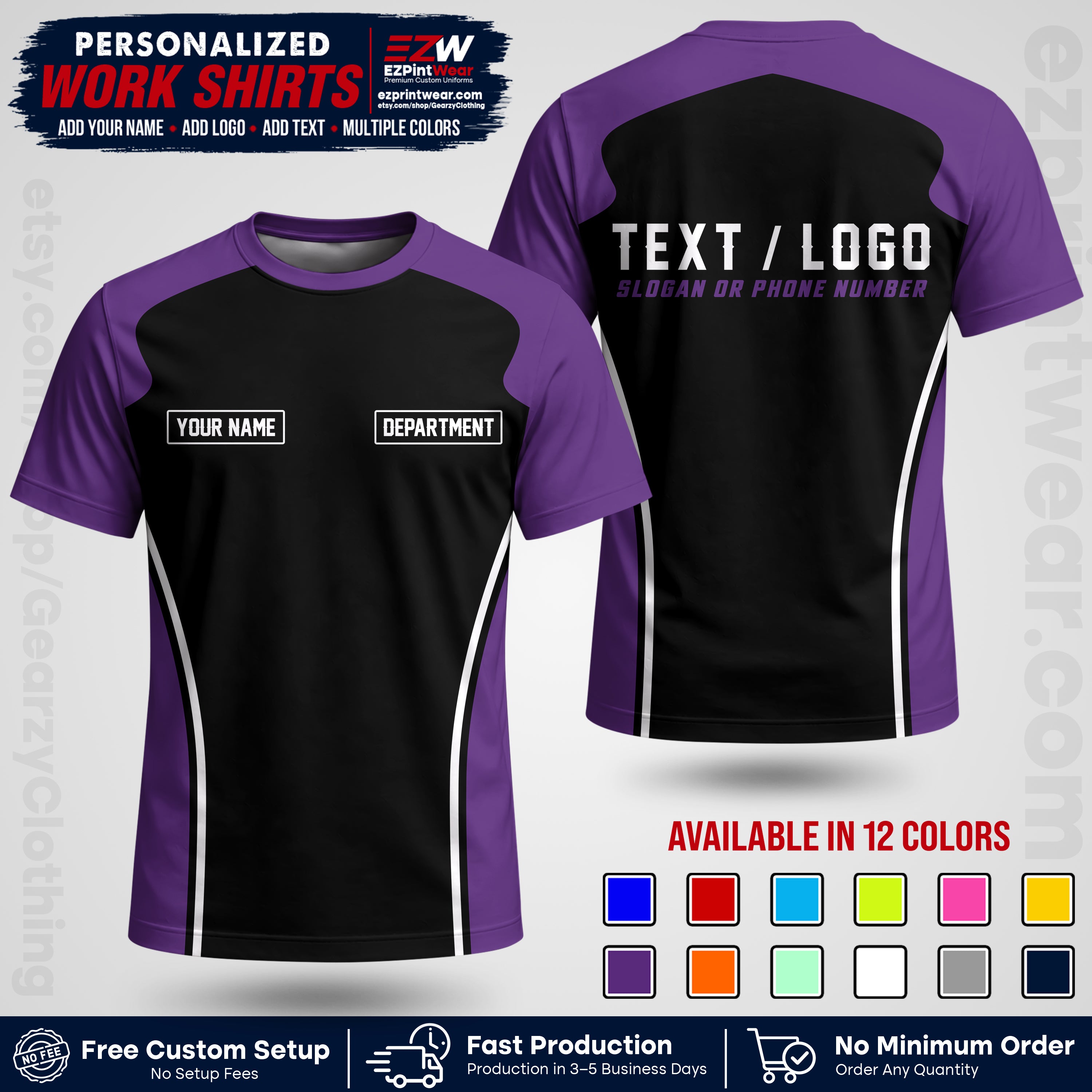 Custom All Over Print Work Uniform Shirt with Name, Logo & Text | Custom Hawaiian Shirt | Company Shirt | Employee Uniform UNF16
