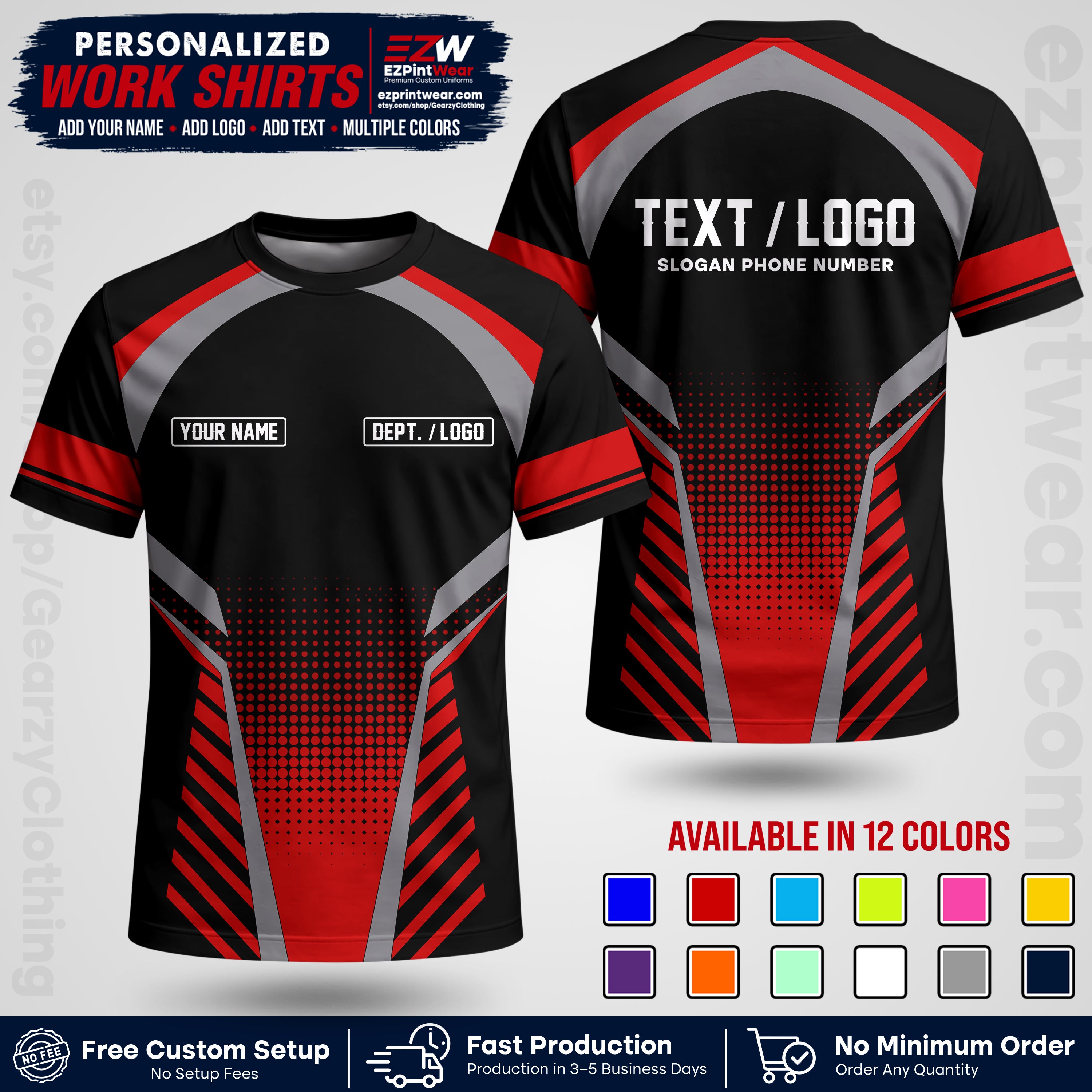 Custom All Over Print Work Uniform Shirt with Name, Logo & Text | Custom Hawaiian Shirt | Company Shirt | Employee Uniform UNF19
