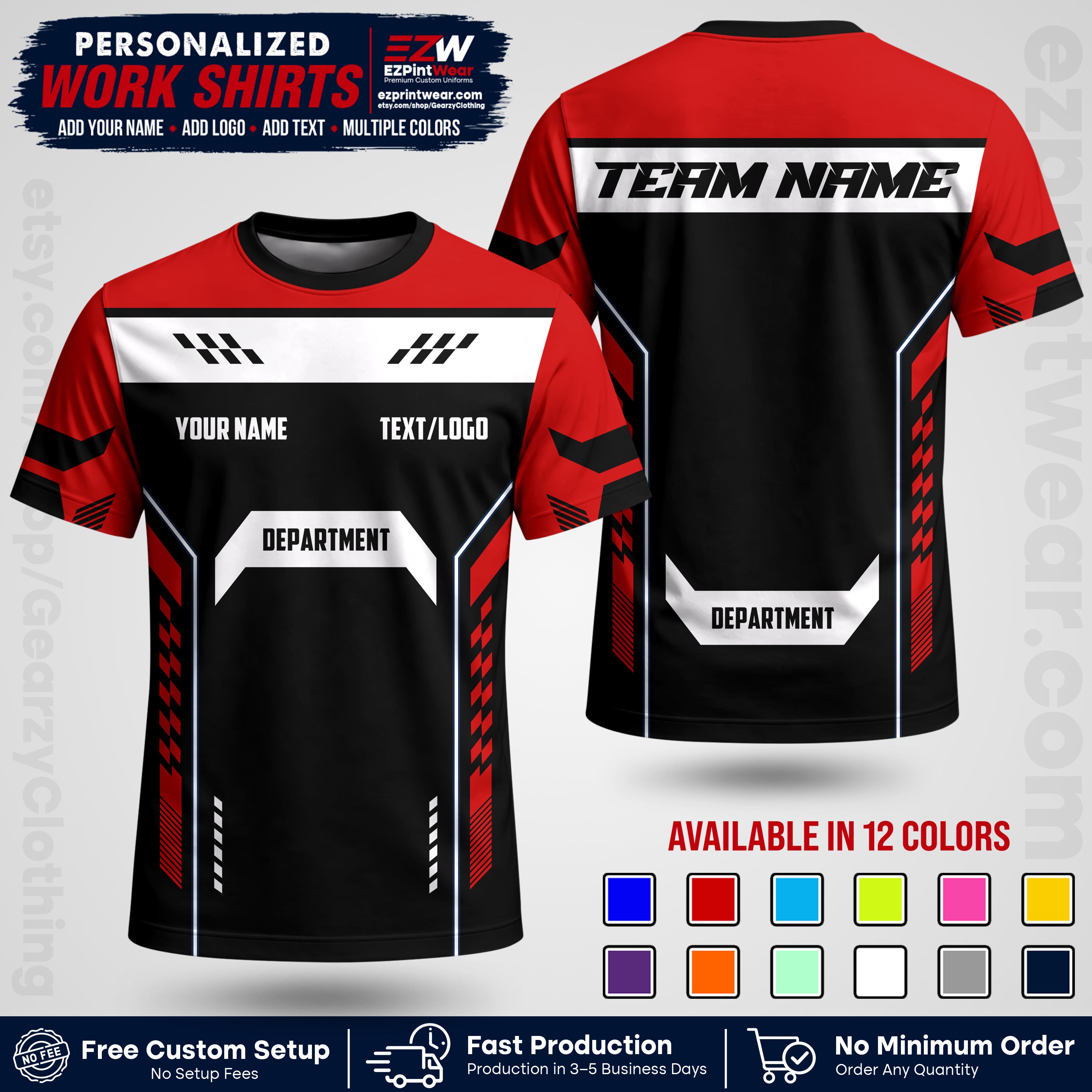 Custom All Over Print Work Uniform Shirt with Name, Logo & Text | Custom Hawaiian Shirt | Company Shirt | Employee Uniform UNF18