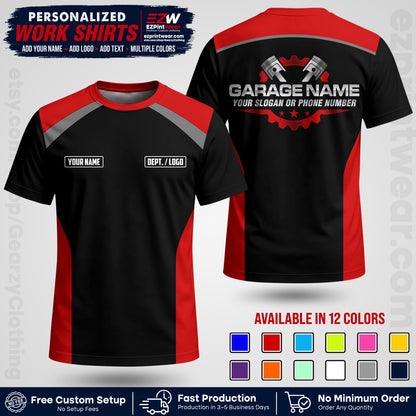 Custom Mechanic Work Shirt with Name, Logo & Text | Auto Shop Uniform | Workwear MCN 06