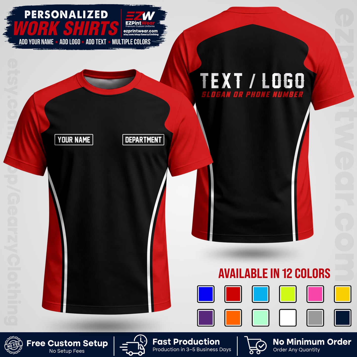 Custom All Over Print Work Uniform Shirt with Name, Logo & Text | Custom Hawaiian Shirt | Company Shirt | Employee Uniform UNF16