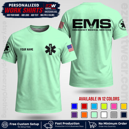 Custom EMS Shirt with Name, Logo & Text | EMS Team Uniform | First Responder Workwear EMSU01
