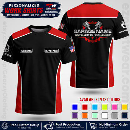 Custom Mechanic Work Shirt with Name, Logo & Text | Auto Shop Uniform | Workwear MCN 07