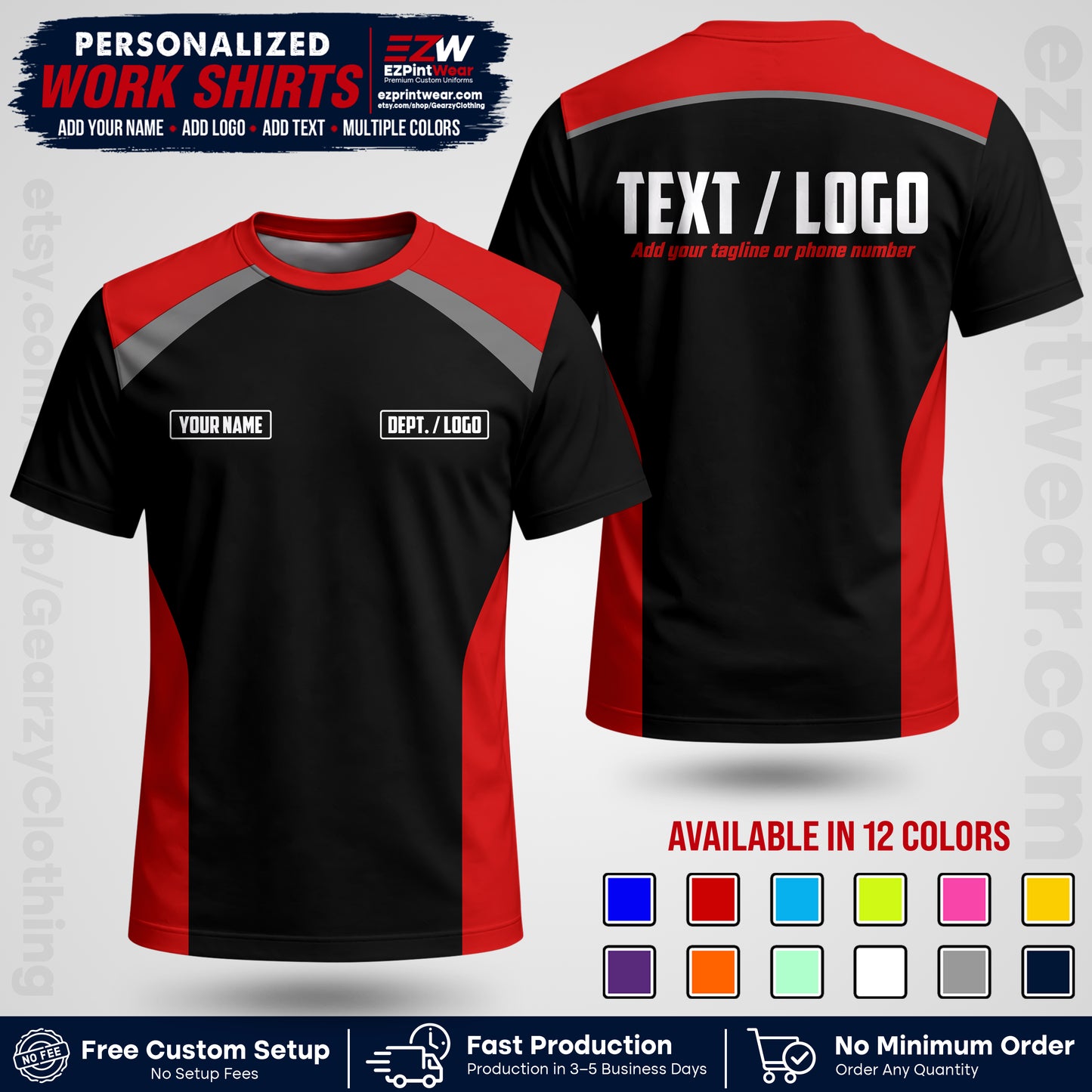 Custom All Over Print Work Uniform Shirt with Name, Logo & Text | Custom Hawaiian Shirt | Company Shirt | Employee Uniform UNF04