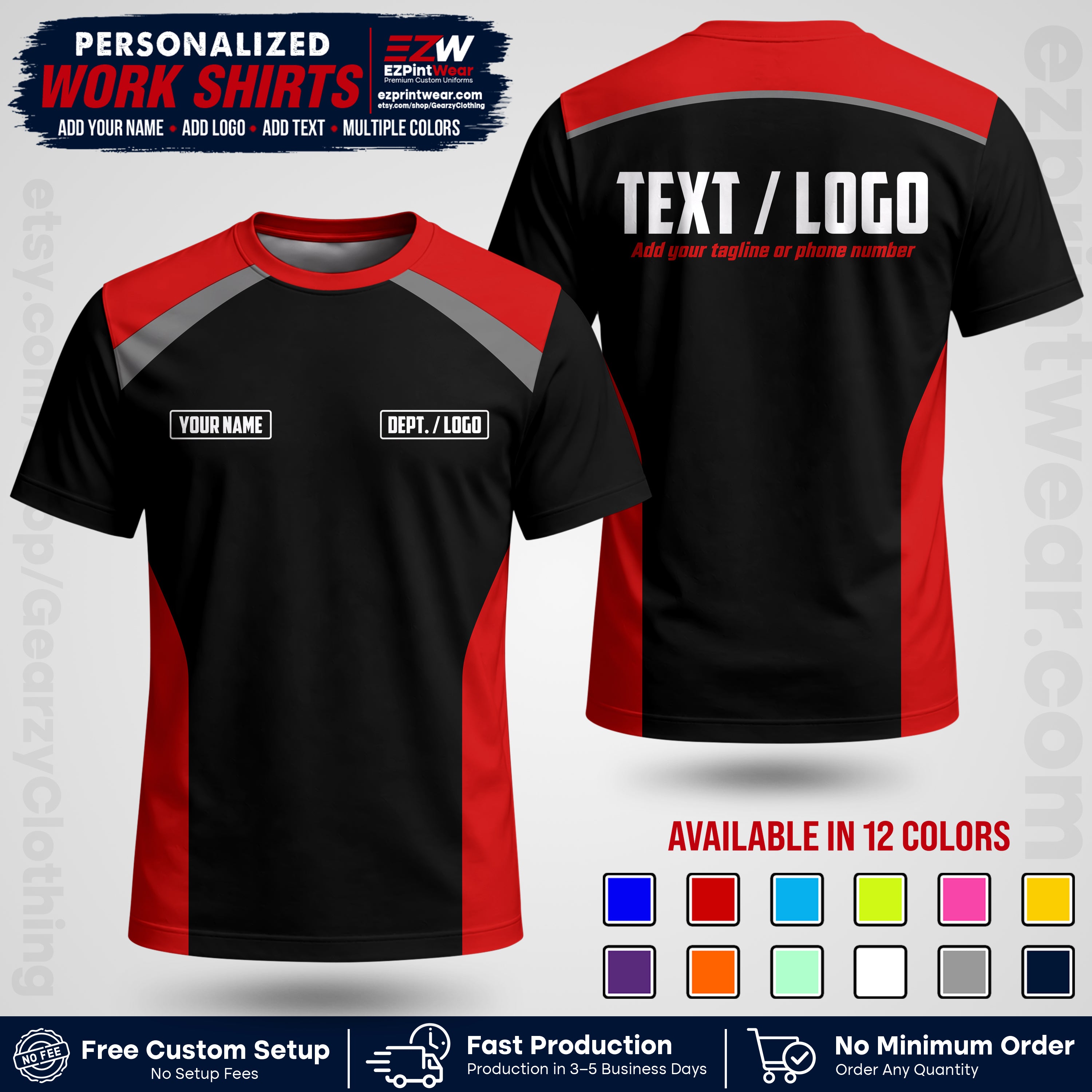 Custom All Over Print Work Uniform Shirt with Name, Logo & Text | Custom Hawaiian Shirt | Company Shirt | Employee Uniform UNF04