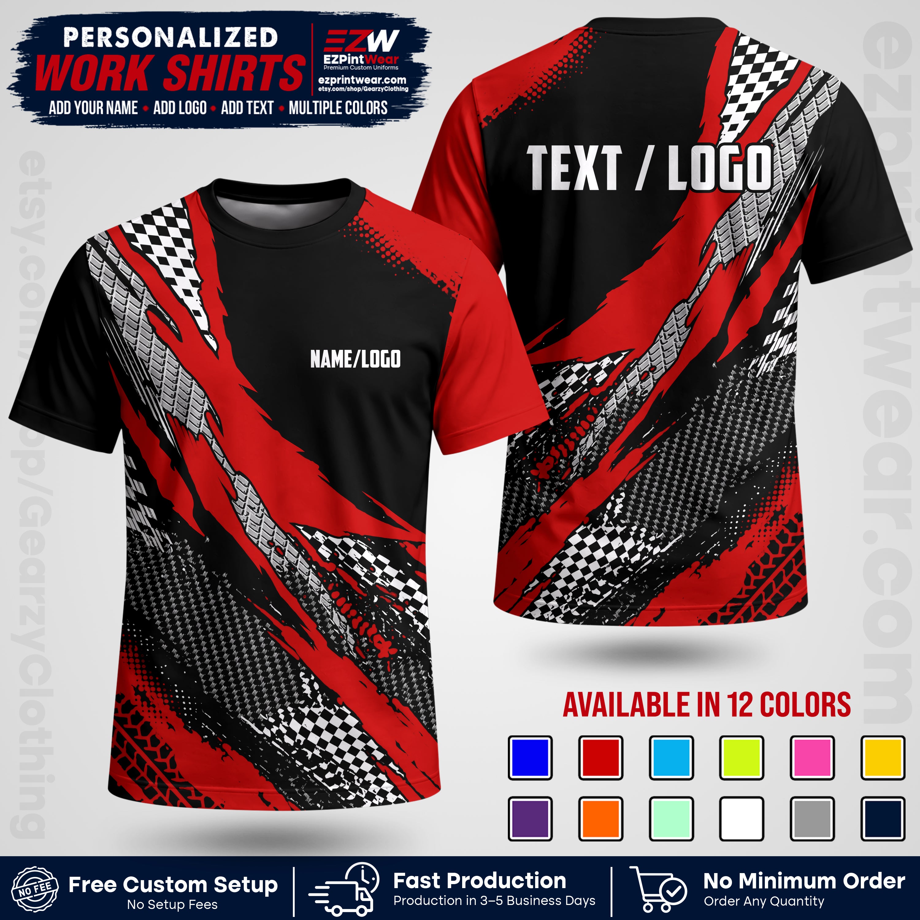 Custom Racing Shirt with Name, Logo & Text | Race Team Uniform | Crew Apparel RC05