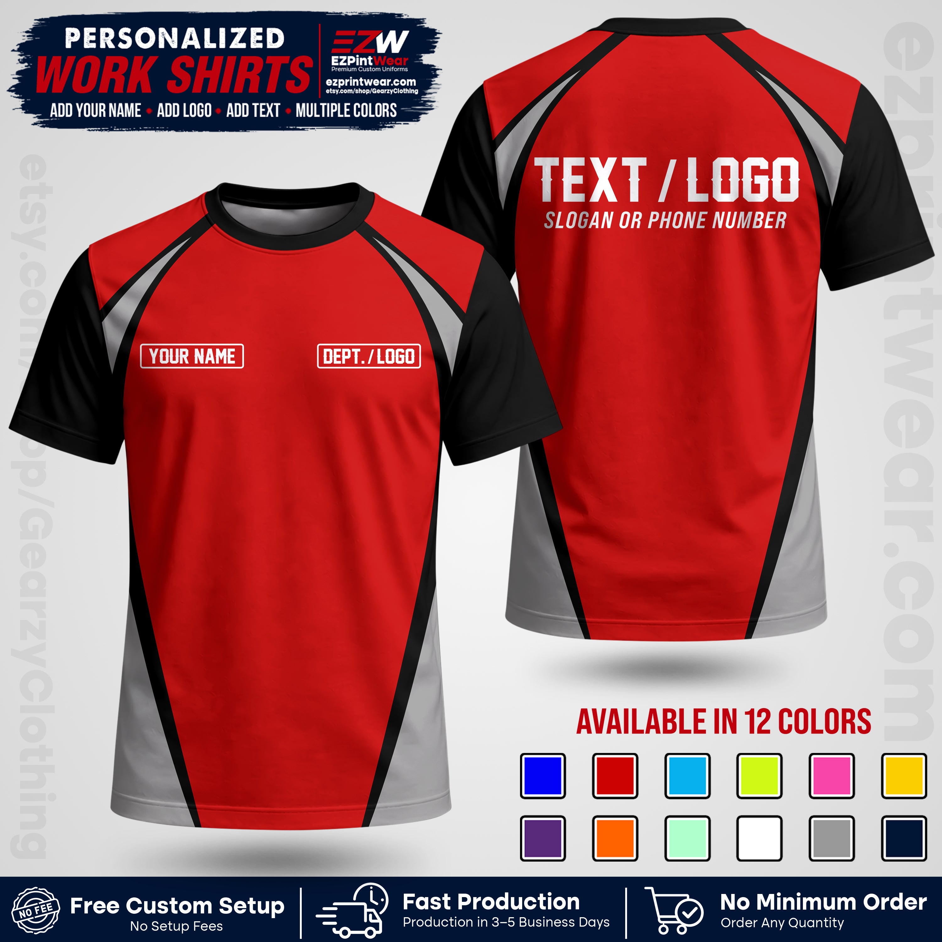 Custom All Over Print Work Uniform Shirt with Name, Logo & Text | Custom Hawaiian Shirt | Company Shirt | Employee Uniform UNF20