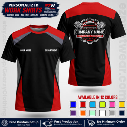 Custom Mechanic Work Shirt with Name, Logo & Text | Auto Shop Uniform | Workwear MCN 08