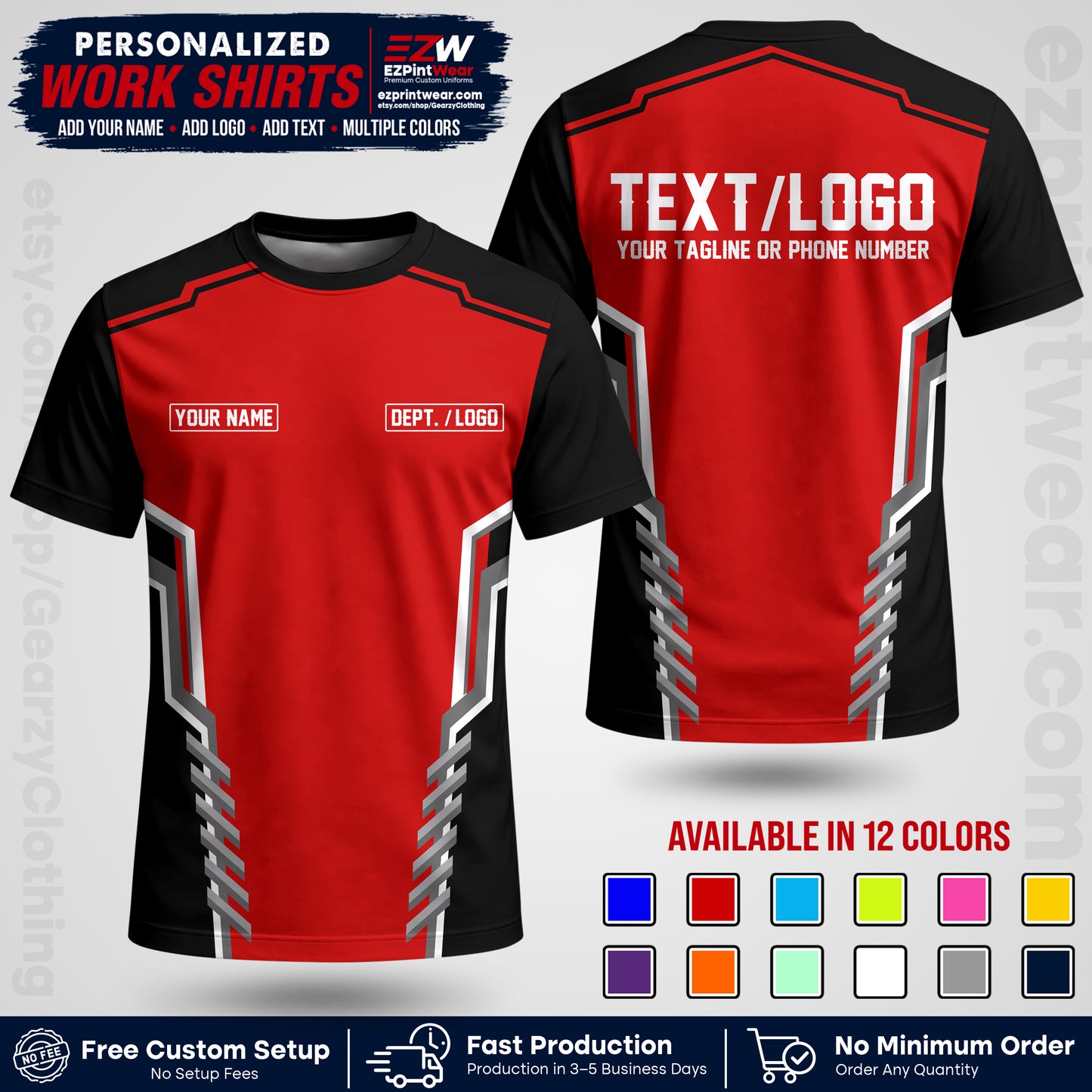 Custom All Over Print Work Uniform Shirt with Name, Logo & Text | Custom Hawaiian Shirt | Company Shirt | Employee Uniform UNF15