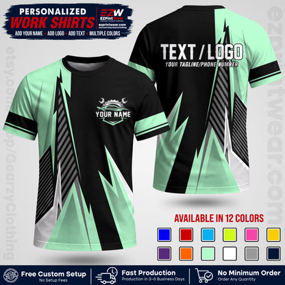Custom Mechanic Work Shirt with Name, Logo & Text | Auto Shop Uniform | Workwear MCN 01