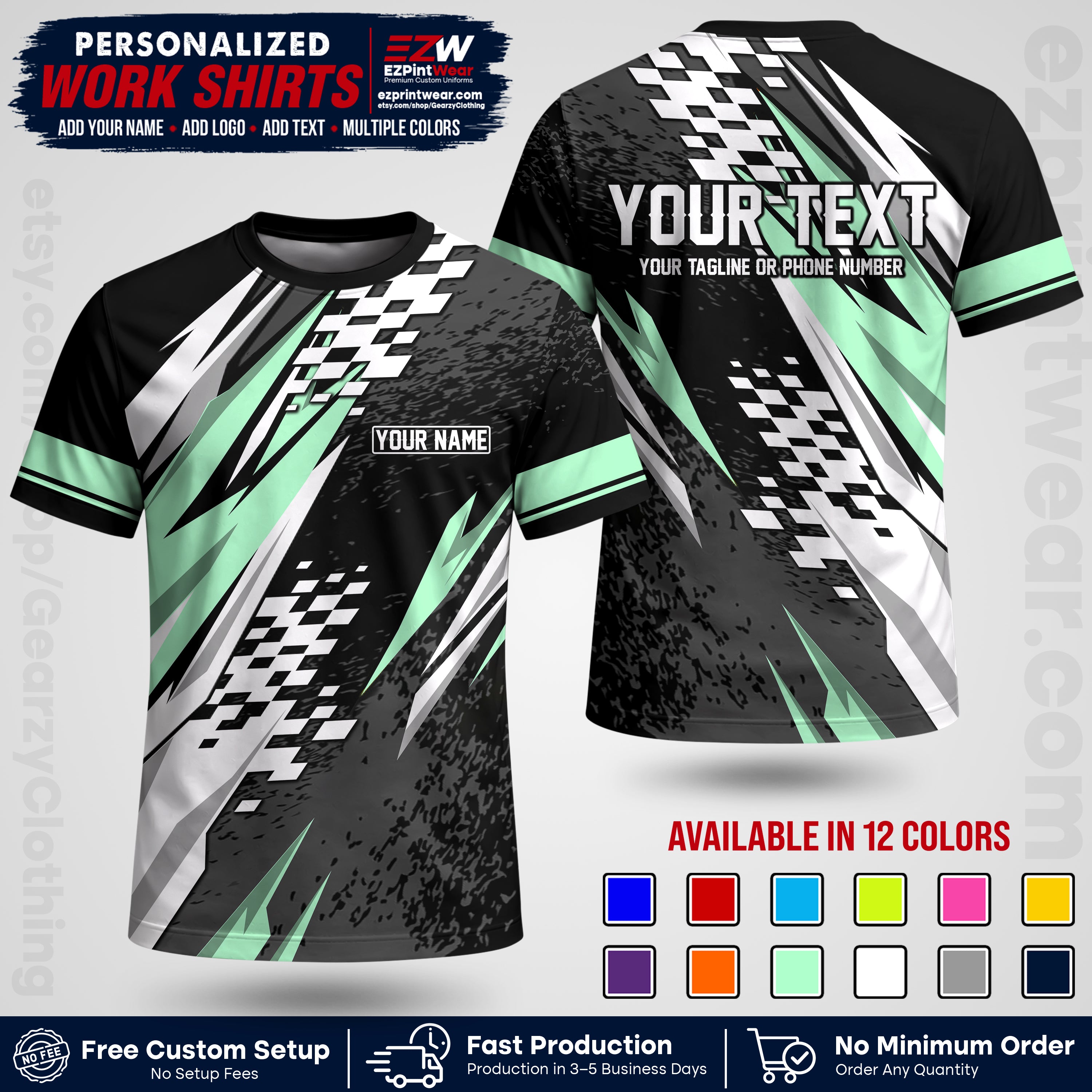 Custom Racing Shirt with Name, Logo & Text | Race Team Uniform | Crew Apparel RC03