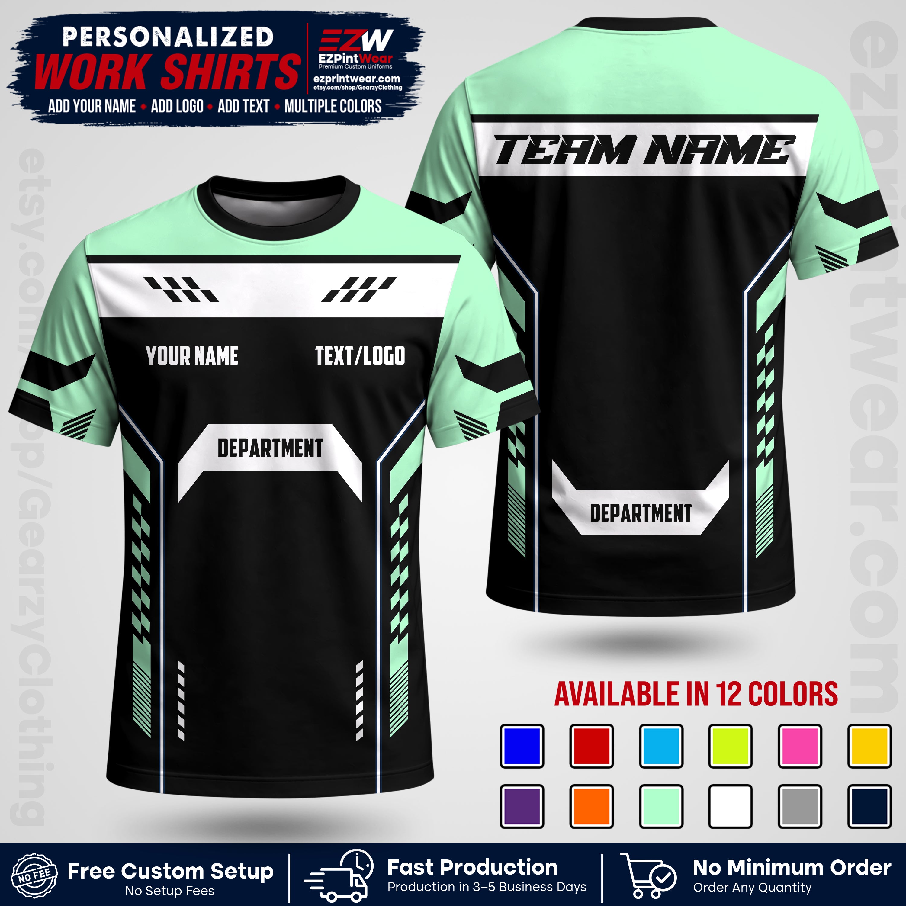 Custom All Over Print Work Uniform Shirt with Name, Logo & Text | Custom Hawaiian Shirt | Company Shirt | Employee Uniform UNF18