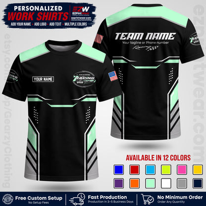 Custom Racing Shirt with Name, Logo & Text | Race Team Uniform | Crew Apparel RC10