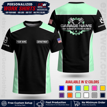 Custom Mechanic Work Shirt with Name, Logo & Text | Auto Shop Uniform | Workwear MCN 07