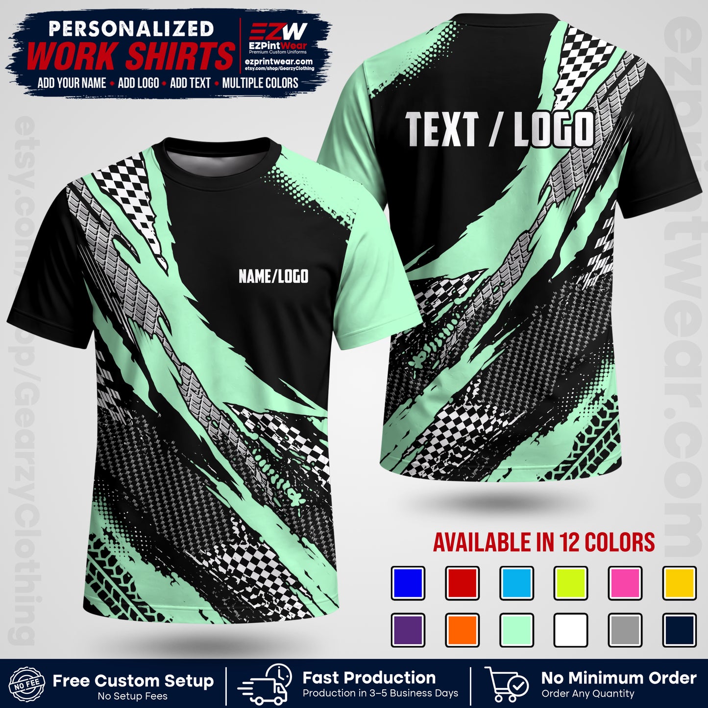 Custom Racing Shirt with Name, Logo & Text | Race Team Uniform | Crew Apparel RC05