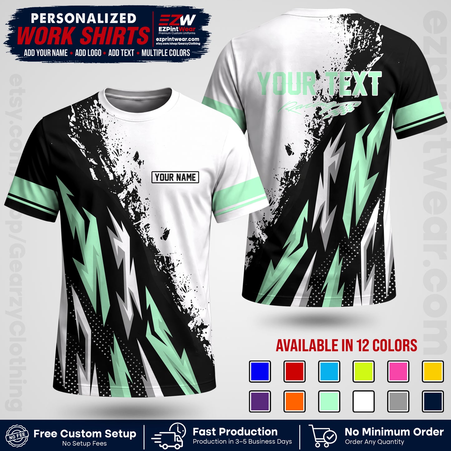Custom Racing Shirt with Name, Logo & Text | Race Team Uniform | Crew Apparel RC08