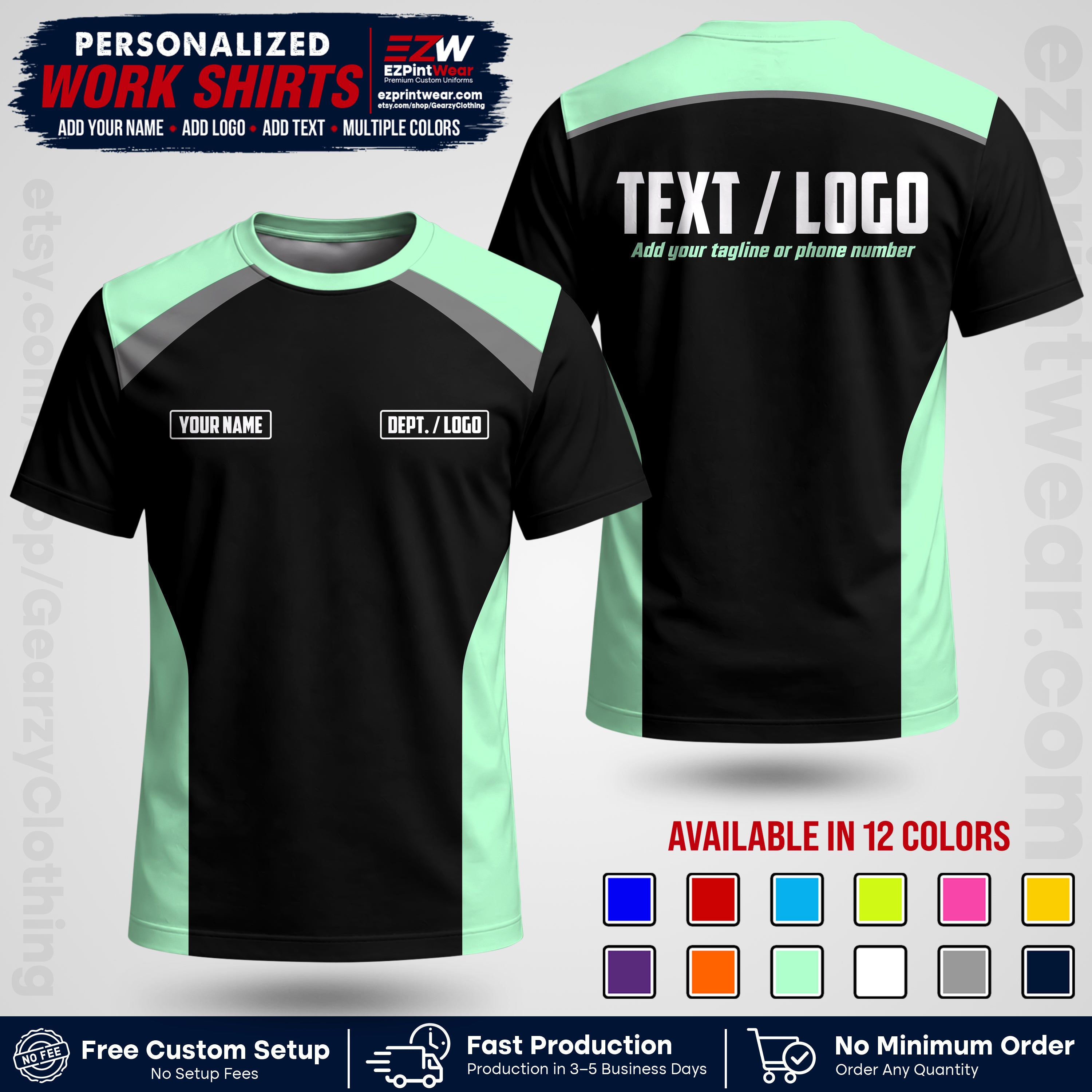 Custom All Over Print Work Uniform Shirt with Name, Logo & Text | Custom Hawaiian Shirt | Company Shirt | Employee Uniform UNF04