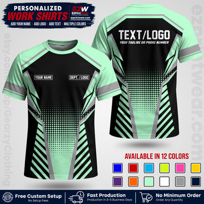 Custom All Over Print Work Uniform Shirt with Name, Logo & Text | Custom Hawaiian Shirt | Company Shirt | Employee Uniform UNF14