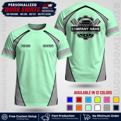 Custom Mechanic Work Shirt with Name, Logo & Text | Auto Shop Uniform | Workwear MCN 09