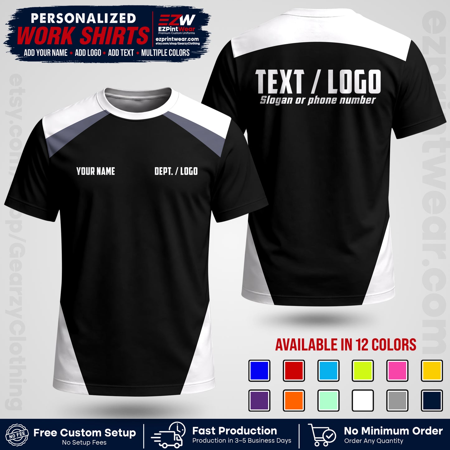 Custom All Over Print Work Uniform Shirt with Name, Logo & Text | Custom Hawaiian Shirt | Company Shirt | Employee Uniform UNF02