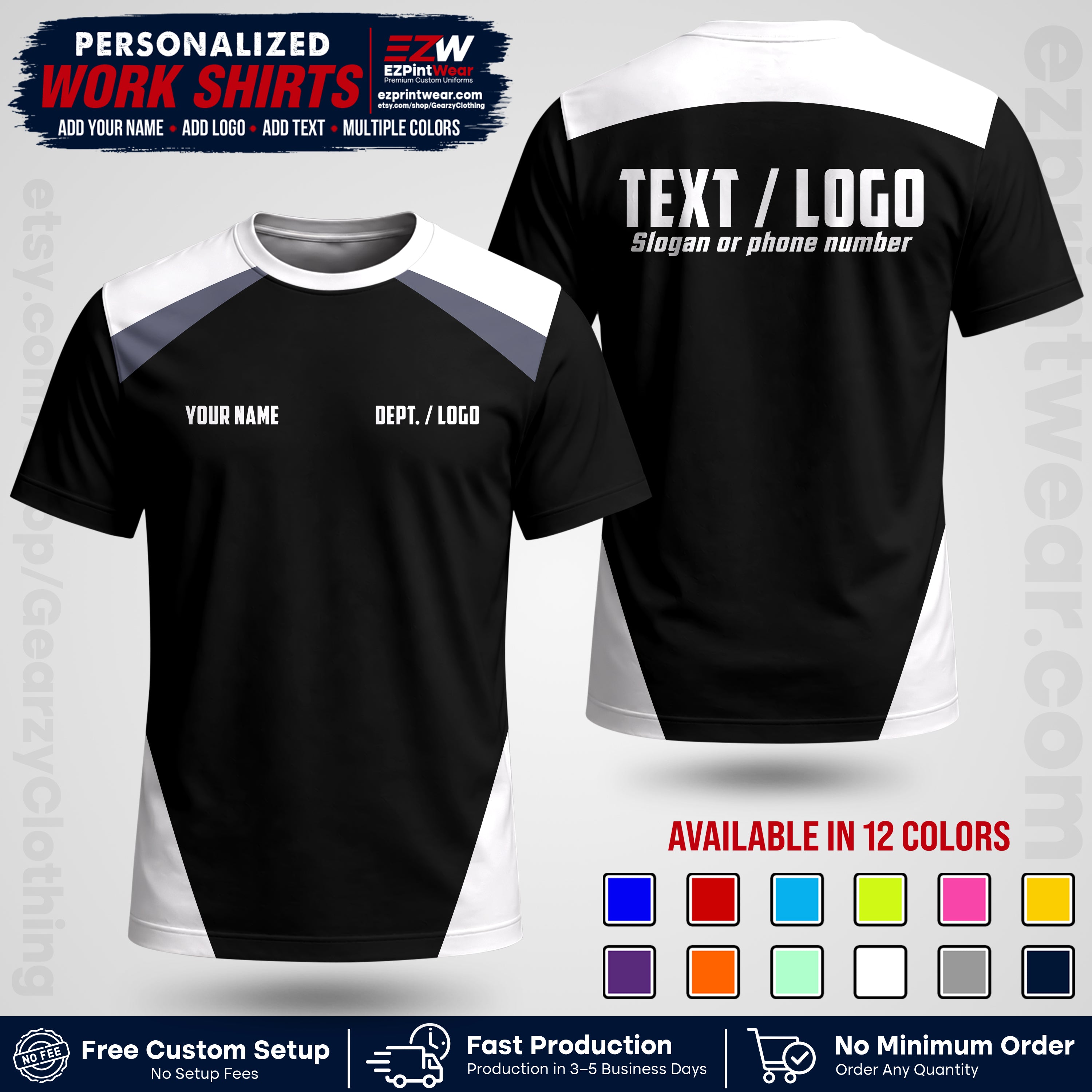 Custom All Over Print Work Uniform Shirt with Name, Logo & Text | Custom Hawaiian Shirt | Company Shirt | Employee Uniform UNF02