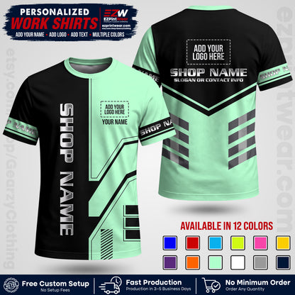 Custom All Over Print Work Uniform Shirt with Name, Logo & Text | Custom Hawaiian Shirt | Company Shirt | Employee Uniform UNF11