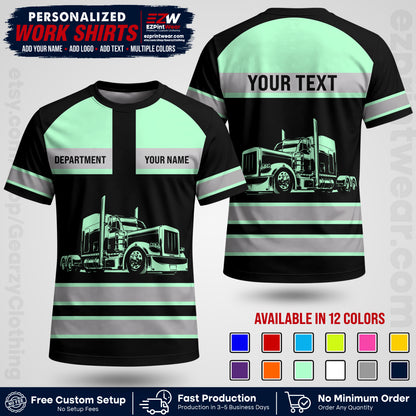 Personalized Truck Driver Workwear Uniform | Custom Safety Stripe Apparel | Non-Reflective Reflective Style Design TW02