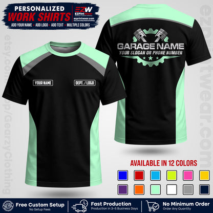 Custom Mechanic Work Shirt with Name, Logo & Text | Auto Shop Uniform | Workwear MCN 06