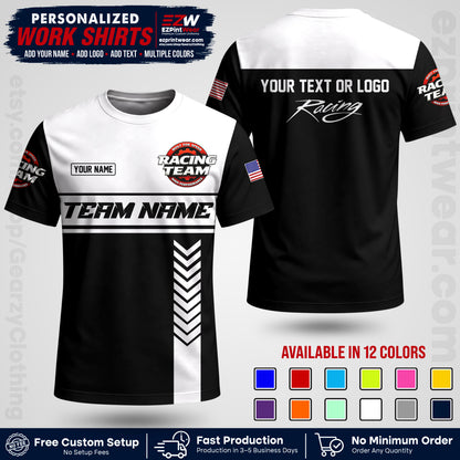 Custom Racing Shirt with Name, Logo & Text | Race Team Uniform | Crew Apparel RC02
