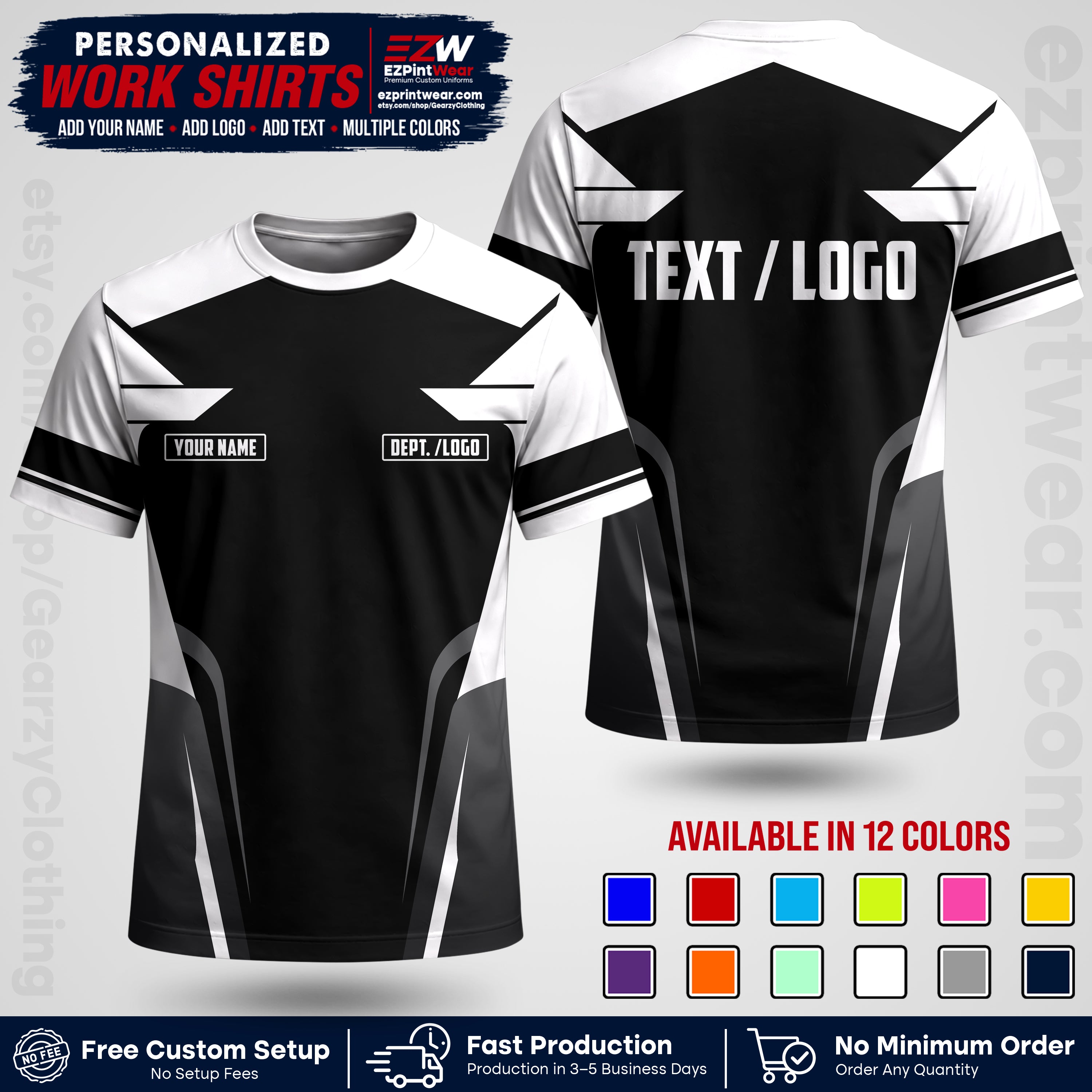 Custom All Over Print Work Uniform Shirt with Name, Logo & Text | Custom Hawaiian Shirt | Company Shirt | Employee Uniform UNF01